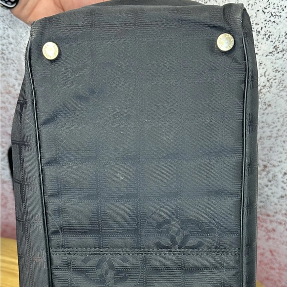 Auth CHANEL Travel Line Tote with CC Canvas in Black - Picture 5 of 6